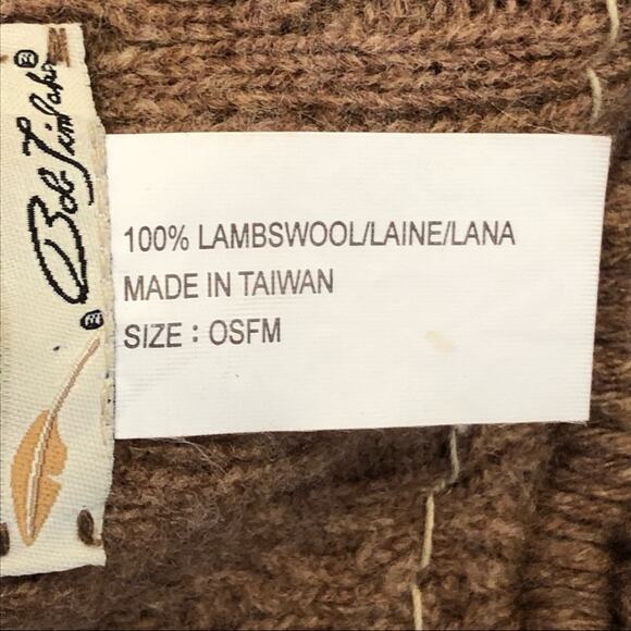 Bob Timberlake 100% Lambswool Heathered Brown Wooden Button Long Fringed Scarf - Picture 7 of 7